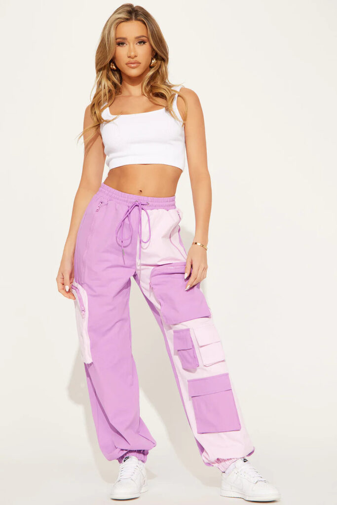 Wonderland Colorblock Cargo Jogger - Lavender