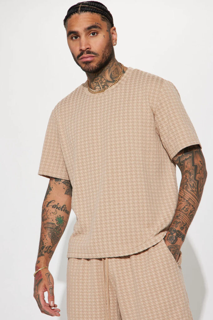 Follow Me Textured Short Sleeve Tee - Tan