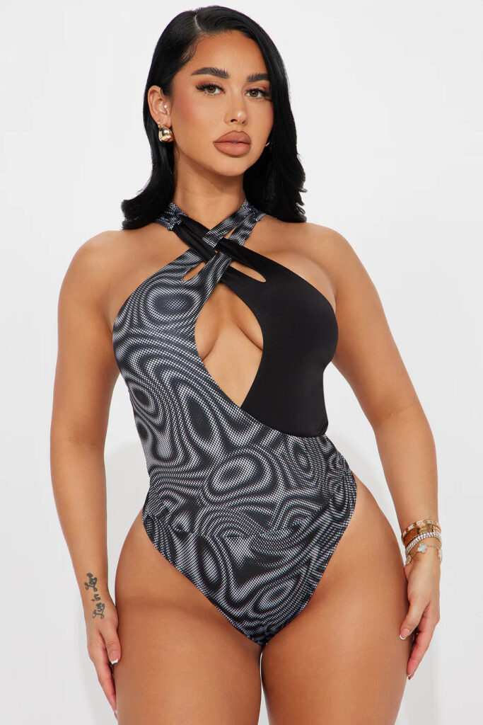 Brooke Halter Bodysuit - Black/combo