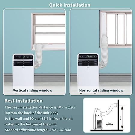 Shinco 12,000 BTU Portable Air Conditioner(11,500BTU ASHRAE), Portable AC Unit with Built-in Cool, Dehumidifier&Fan Modes for Room up to 400 sq.ft, Room Air Conditioner with Remote Control, 24 Hour Timer, - Image 5