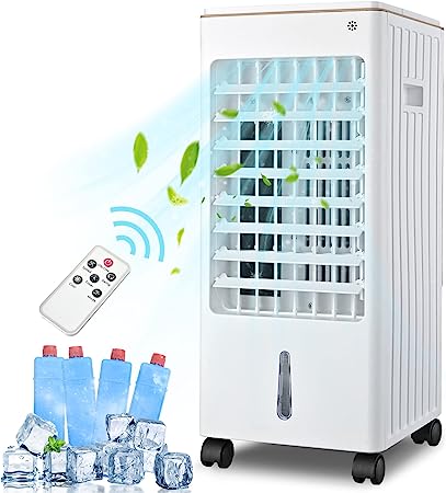 Yescom 3 IN 1 Portable Evaporative Air Cooler, Cooling Fan w/Humidifier & Remote Control,3 Wind Speeds,Detachable Water Tank & 4 Ice Packs Windowless Room Cooler for Home Office Garage Dorm 21-Inch - Image 5