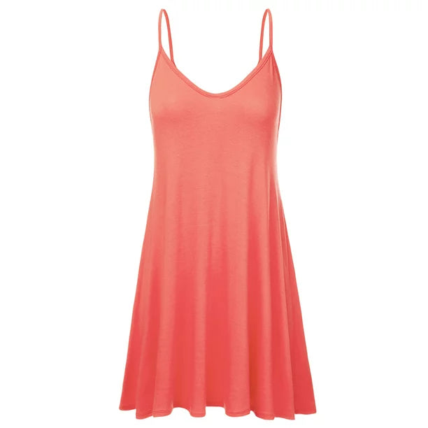 Doublju Women's Casual Spaghetti Loose Swing Slip Dress - Image 2