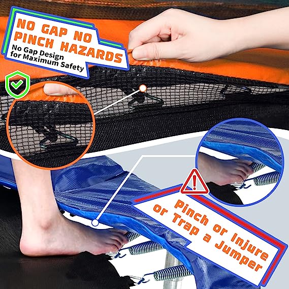 CalmMax 6FT Kids Trampoline with Horizontal Bar and Swing, Rectangle Toddler Trampoline with Enclosure Safety Net, ASTM Approved- Outdoor/Indoor Trampoline for Kids, Toddlers & Baby - Image 4
