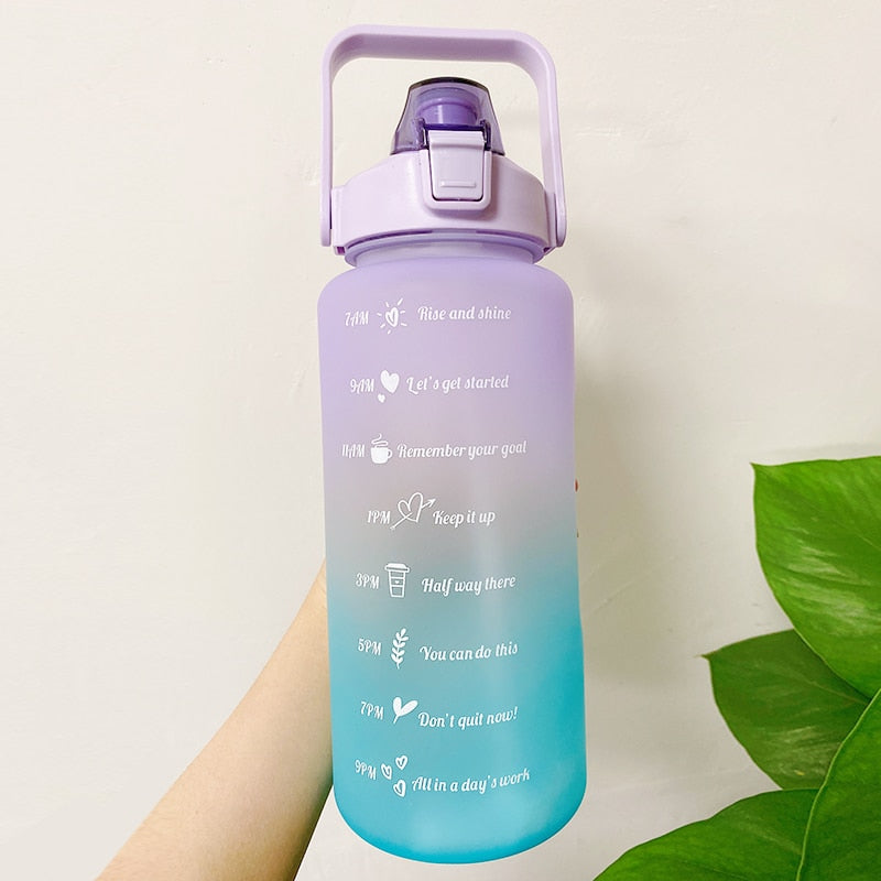 2L Large Capacity Water Bottle With Bounce Cover Time Scale Reminder Frosted Cup With Cute Stickers For Outdoor Sports Fitness - Image 20
