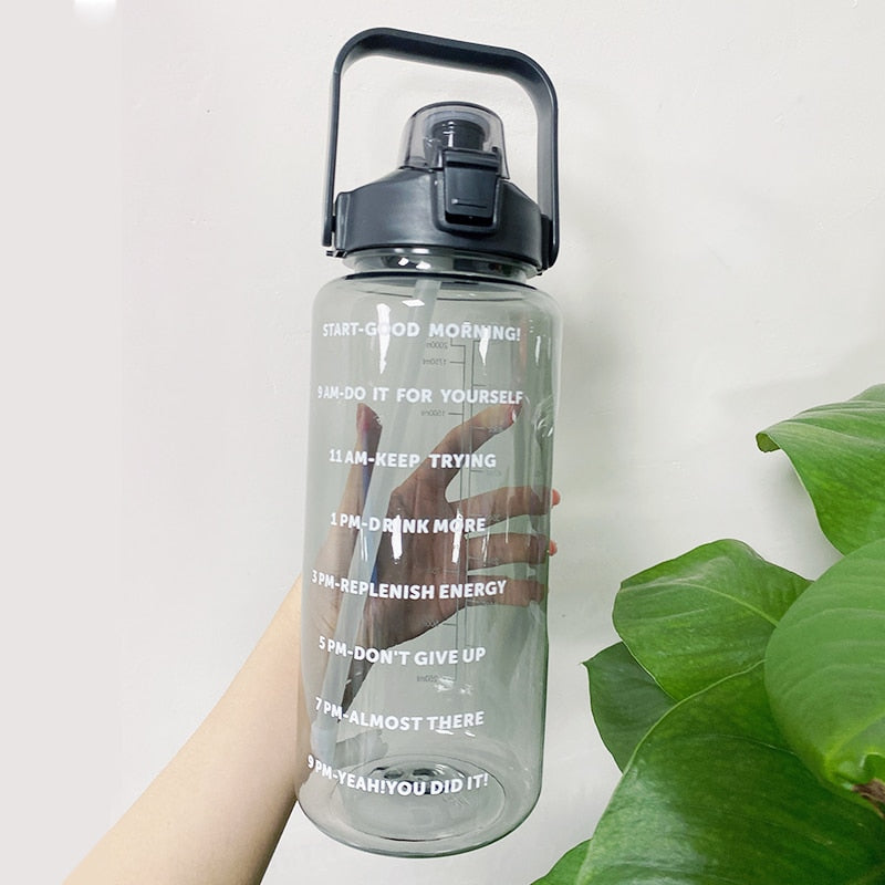 2L Large Capacity Water Bottle With Bounce Cover Time Scale Reminder Frosted Cup With Cute Stickers For Outdoor Sports Fitness - Image 18
