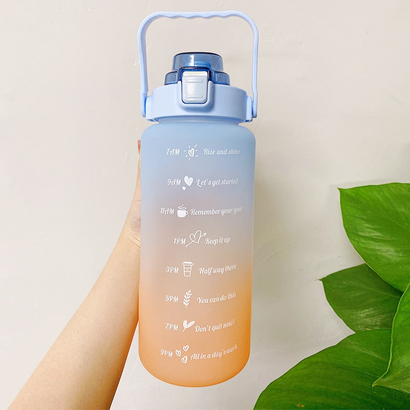 2L Large Capacity Water Bottle With Bounce Cover Time Scale Reminder Frosted Cup With Cute Stickers For Outdoor Sports Fitness - Image 7