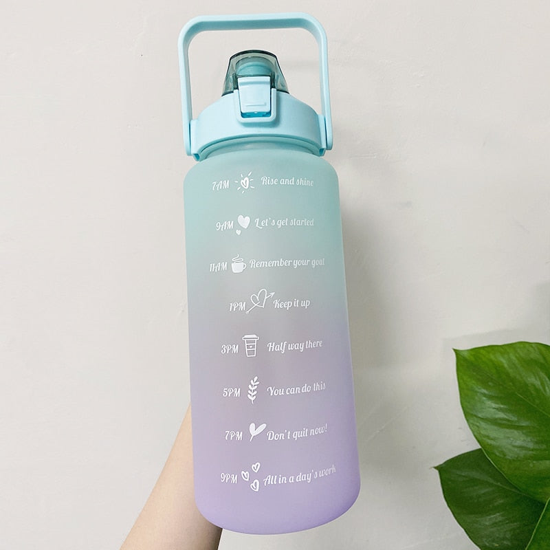 2L Large Capacity Water Bottle With Bounce Cover Time Scale Reminder Frosted Cup With Cute Stickers For Outdoor Sports Fitness - Image 8