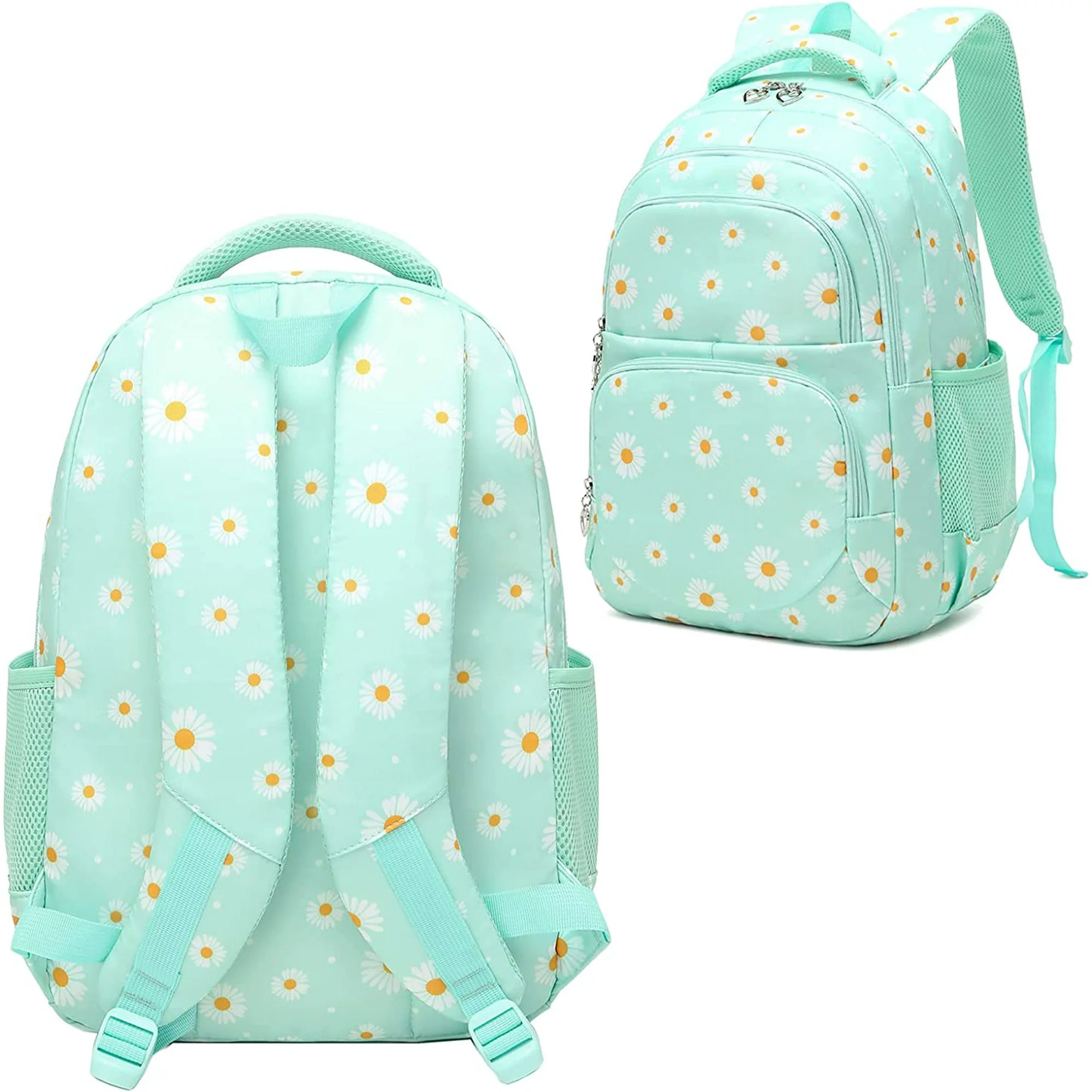 Petmoko Daisy Printed Backpacks With Lunch Pack Pencil Case 3pcs, Water Resistant Lightweight Bookbag For Middle School - Image 6