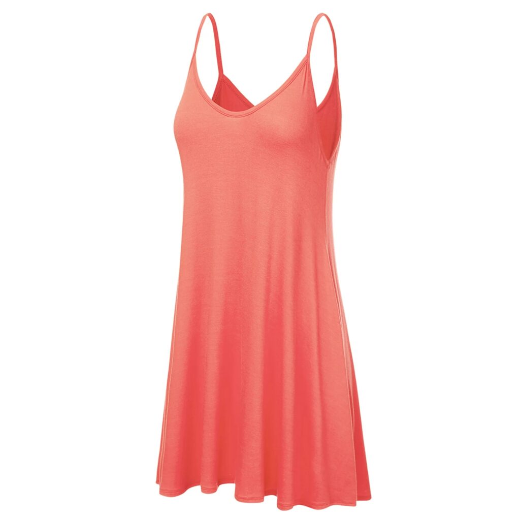 Doublju Women's Casual Spaghetti Loose Swing Slip Dress